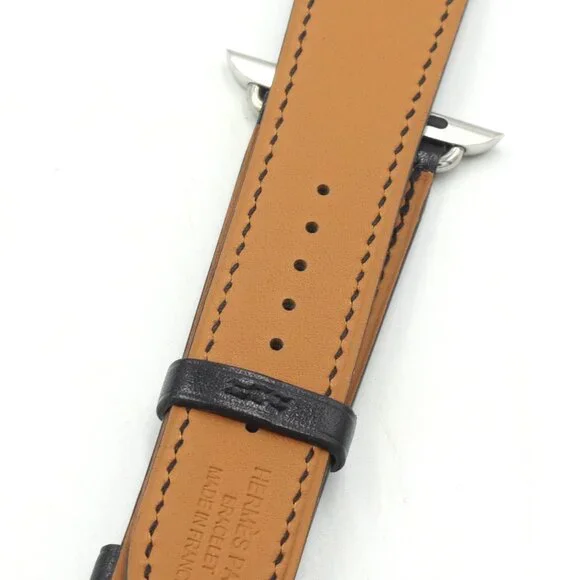 Hermes apple watch black leather strap